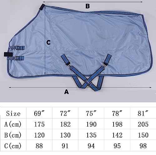 LEAFOREST Horse Mesh Fly Sheets - Lightweight Breathable Standard Neck | UV Protection Soft Sheet Blue, 72" - size: 72IN