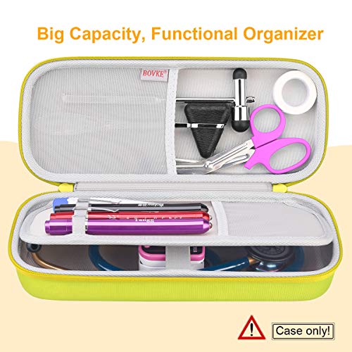 BOVKE Stethoscope Case for 3M Littmann Classic III Monitoring, Lightweight II S.E, Cardiology IV Diagnostic, MDF Acoustica Stethoscopes, Space for Nurse Essentials and Medical Supplies, Lemon Yellow - color: Lemon Yellow