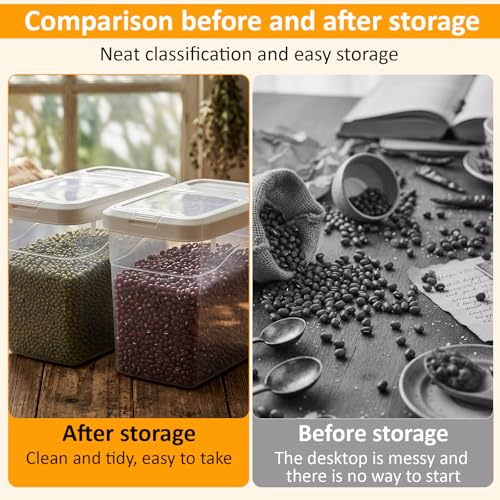 2 Pack 18 Lbs Airtight Dog Food Storage Container with Scoops | 2 Measuring Cups, Flip Lids, Clear Bins with Markings, Preserve Freshness, Pet Dog Cat Rice Grain Treat Storage - size: 18 Lbs