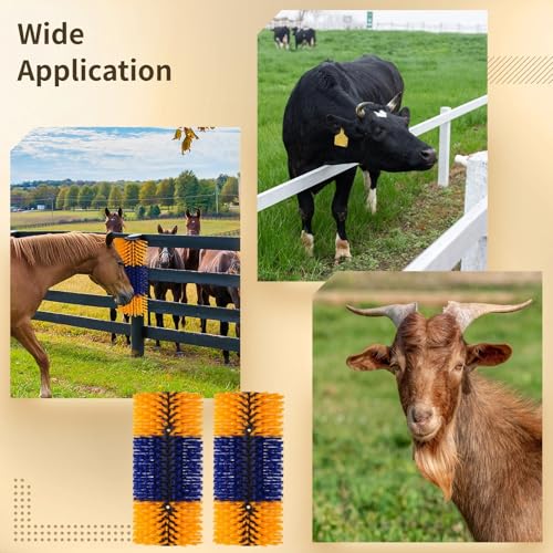2 Pcs Livestock Scratch Brush 20 x 7.9 Inch, Horse Scratching Post, Goat Brush, Soft Cow Scratcher, Full Massage Brush Kit, Massage Brush for Cows, Goats, Horses, Deer
