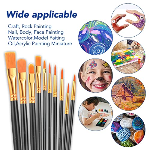 ESRICH 160PCS Paint Brushes, Paint Brush for Acrylic Painting | Artist Paintbrushes for Oil Watercolor, Body Face Rock Canvas, Small Paint Brushes for Kids, Black - color: Black, size: 160