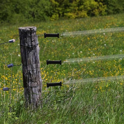 Electric Fence Gate Kit with Spring-Loaded Handles & Tension Spring, 2-Way Anchors and Insulators for Farm Fencing (2 Set)