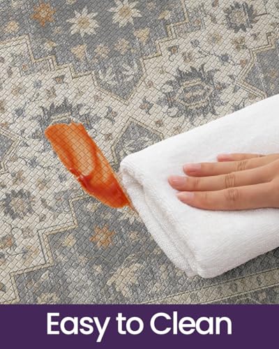 DEXI Kitchen Floor Mats Cushioned Anti Fatigue Runner Rug, 23x59 Pale Grey | Waterproof,Soft and comfrt memory Foam,Easy Care,Vintage Style,Front Sink Laundry Office - color: Pale Grey, size: 59"L x 23"W x 0.4"Th