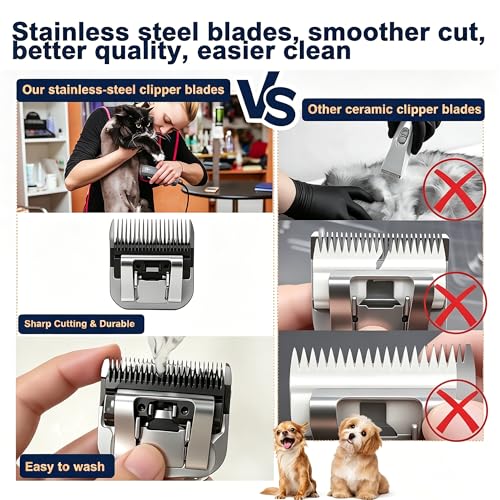 Size 3 3/4FC 13MM Dog Grooming Clipper Blades with Andis/Oster A5/Wahl KM10 | OwnLifeYF Detachable Stainless Steel Pet Clipper Replacement Blade, Cut Length 1/2"(13mm), Compatible Accessory - size: 3-3/4FC: 1/2" (13 mm)-Black