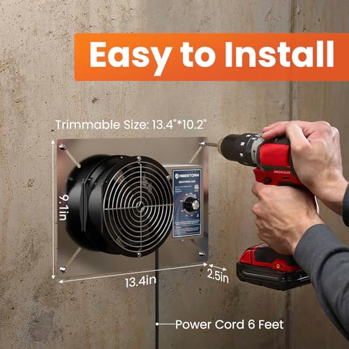 Abestorm 260CFM Crawl Space Ventilation Fan, IP-55 Rated Commercial Stainless Steel Vent Fan with Humidistat & Thermostat, 6.7 Inch Ventilator with Isolation Mesh for Crawlspace, Basement, Garage | Stainless Steel Vent Fan smart Digital Panel, Temperature