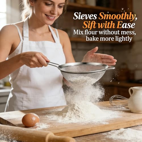 Anaeat Fine Mesh Strainers - Premium Stainless Steel Colander Sieve Sifters, with Durable Mesh and Sturdy Handle, Excellent for Sifting Dry ingredients, Flour, Pastas, Rice, Tea (2.8"+4.73"+7.09") - color: 2.8"+4.73"+7.09" Diameter (Set of 3)