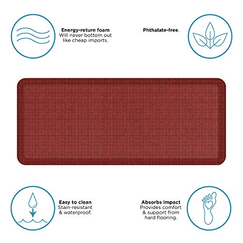 NewLife by GelPro Anti-Fatigue Designer Comfort Kitchen Floor Mat, 20x48, Tweed Barn Red Stain Resistant Surface with 3/4” Thick Ergo-Foam Core for Health and Wellness - color: Tweed Barn Red, size: 48"L x 20"W x 0.8"Th