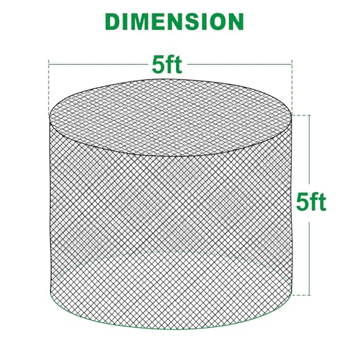 TONGMO 5x5 ft Round Bale Hay Net for Horses & Livestock - Slow Feeder Hay Nets with 2 inches Hole - size: 5×5 ft