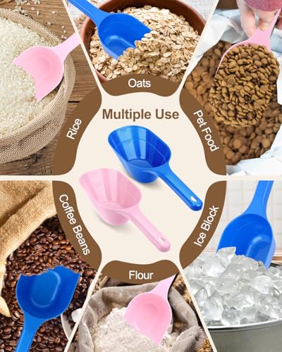 2 PACK Dog Food Scoop,1 Cup Capacity Pet Food Scoop For Dog and Cat | Pink and Blue,Clear Markings for Precise Measuring 1/2 and 1 Cup Lines,Dishwasher Safe,Plastic,Portable and Sturdy - color: pink and blue