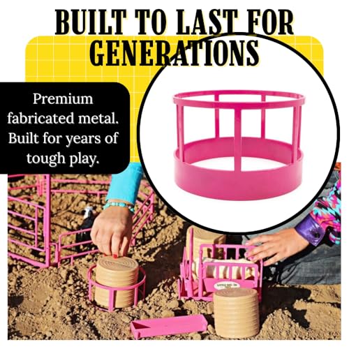 Little Buster Toys Hay Feeder Pink | All-Metal Round Bale Feeder | Collectible Ranch Display Accessory | Durable Farm Equipment for Seasonal or Year-Round Western Displays