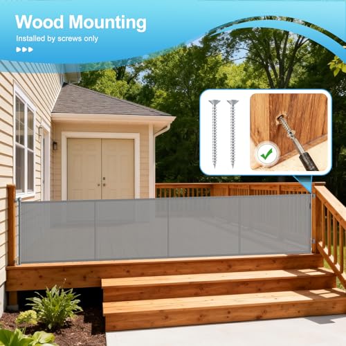 EZIGO Retractable Baby Gates Replacement Parts for 150/180/200'' Dog Gate | Full Set Wall Mounting Accessories Including Brackets, Latches, Screws for Extra Wide Baby Gate Retractable Dog Gate, Gray - color: Gray, size: Large