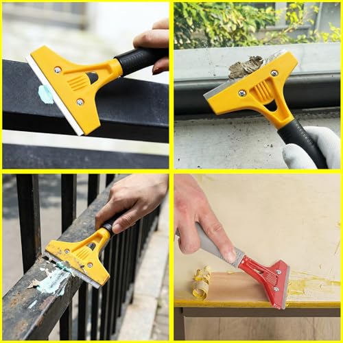 Hicarer 200 Pcs 4" Floor Scrapers Blade Replacements, Angled Demolition Scraper Blades Replacement Carbon Steel for Efficient Flooring Removal Razors Compatible with Razor Blade Scraper - size: 4 Inch