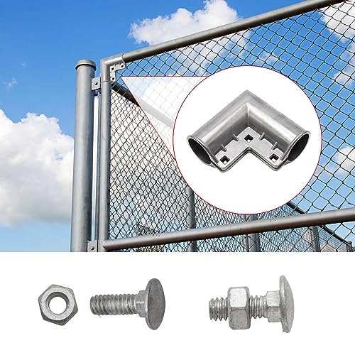 MDEOOSKY 4pcs Chain Link Fence Gate Corners Chain Link Gate Hardware Chain Link Fence Parts with 12pcs Bolts, Replacement for 1 3/8" X 1 3/8" Outdoor Diameter Pipe