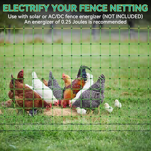 PPOLB Electric Poultry Fence Netting - 164'L x 47.5" H, Portable Movable Nets Mesh for Chickens, Ducks, Geese, Rabbits, Electric Fencing for Backyards, Homesteaders, Farms Ranches, and Gardens - size: 164'L x 47.5"H Poultry