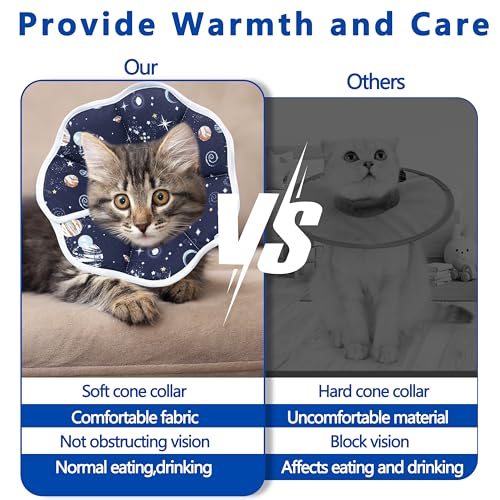 Soft Adjustable Cat Cone Collar, Comfortable Cat Recovery Collar - color: Dark Blue, size: X-Small