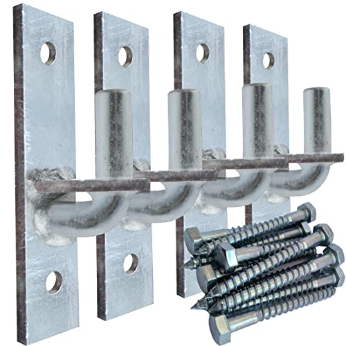 Wall Mount Gate Hinge, Sturdy Fence Gate Hinges Fence Post Chain Link Gate Hinge. 4 Pack Sturdy Wall Mount Gate Hinges with 5/8 Hinge Pin - color: Silver（4）