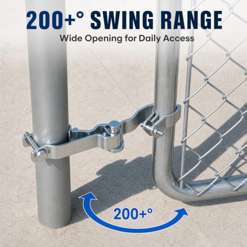 2-Pack 1-3/8" T-Post Gate Hinge Kit,Heavy Duty Galvanized Steel Chain Link Fence Gate Hinge Pins,200° Swing for Farm, Garden, Backyard Gate