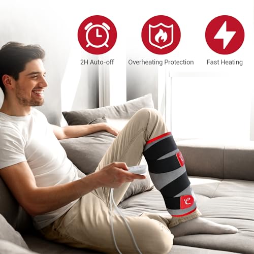 Comfytemp Leg Heating Pad, Wearable Heat Wrap for Knee/Thigh/Calf (L/XL) | FSA Eligible HSA Approved Electric Heated Pad for Legs/Arm/Hamstring Soothing Warmth, Birthday Gifts for Women Man Mom Dad - size: Large