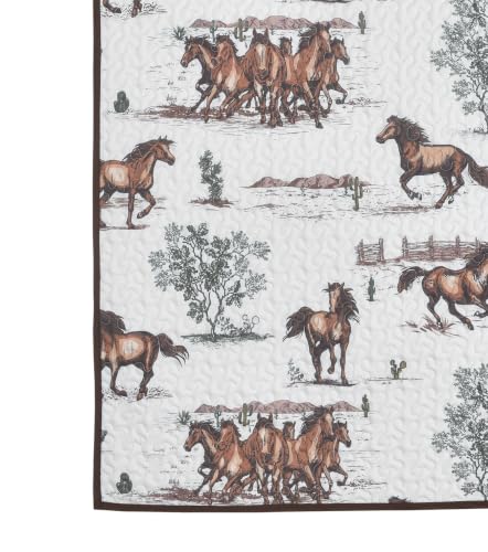 De Leon Collections Rustic Trails Western Horse Quilt Throw Blanket | Rustic Ranch & Desert Scene Design