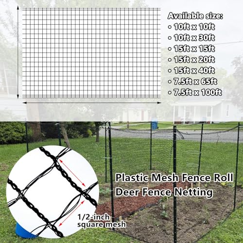 POYEE 10x10ft Bird Netting, 1/2-inch Square Mesh Garden Netting | Animal Barrier for Vegetables, Fruit Trees, Blueberry Bushes, Strawberries – Protects against Deer, Chickens, Squirrels - size: 10x10ft