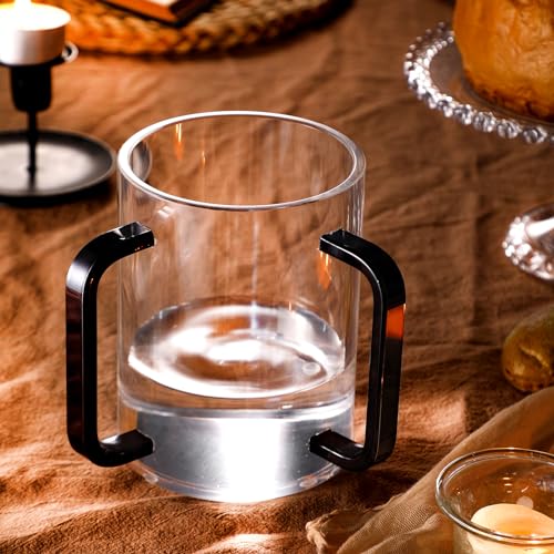 Dingion Judaica Hand Washing Cup for Netilat Yadayim,Clear, Black Handle | Clear Acrylic Judaica Hand Washing Cup Stable Dual Black Handles 5 Inch Netilat Yadayim Cup Traditional Jewish Ritual Kohanim - color: Clear, Black Handle