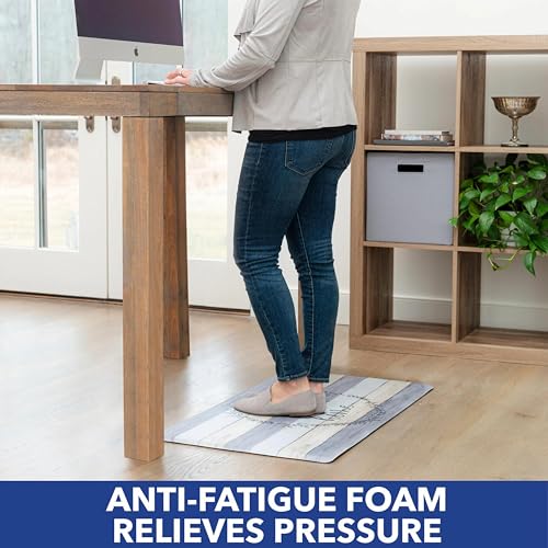 Home Dynamix Cozy Living Home Sweet Home Modern Farmhouse Runner Anti-Fatigue Kitchen Mat, Non-Slip Floor Mat, Padded Standing Desk Mat, Grey/Beige, 17.5"x30" - color: Grey/Beige, size: 18"L x 30"W x 0.5"Th