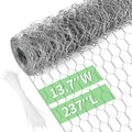 Miuwauer Chicken Wire Chicken Wire 13.7 in x 237 in Poultry Wire Netting Hexagonal Galvanized Mesh Garden Fence Barrier for Pet Rabbit Chicken Fencing with 100 Pcs Cable Zip Ties - color: Silver, size: 13.7"x237"+100Ties
