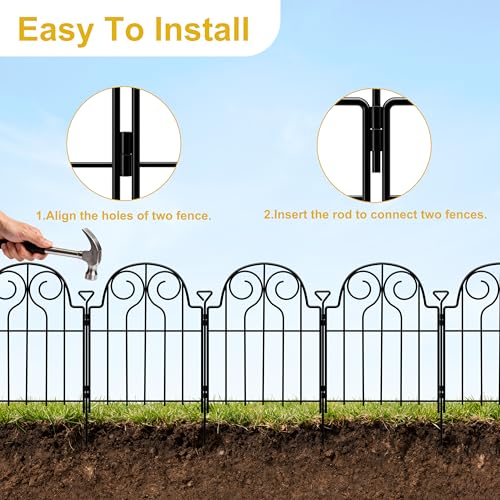 Decorative Garden Fence 17in x30ft,30 Panels Rustproof Metal No Dig Fence | Animal Barrier,Arched Flower Bed Edging Ornamental Wire Border Panel Fencing for Yard Patio Outdoor Decor - size: 30 Panels-17in(H)x13in(L)-Style2