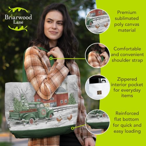 Briarwood Lane Tote Bags 14" x 15" x 7" 2022 Collection - color: Christmas Farm