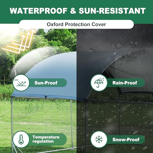 TOLEAD Large Metal Chicken Coop Upgrade Tri-Supporting Wire Mesh Chicken Run,Chicken Pen Walk in with Water-Resident and Anti-UV Cover,Duck Rabbit House Outdoor（300" L x 108" W x 78" H） - size: 300.0"L x 108.0"W x 78.0"H