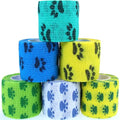 Self Adhesive Bandage Wrap Cohesive Bandage Bulk Vet Tape Self Adherent Wrap First Aid Tape for Dogs Cats Horses Birds Animals for Wrist Healing Ankle Sprain & Swelling - color: 2 Inch Cat Paw 6 Rolls