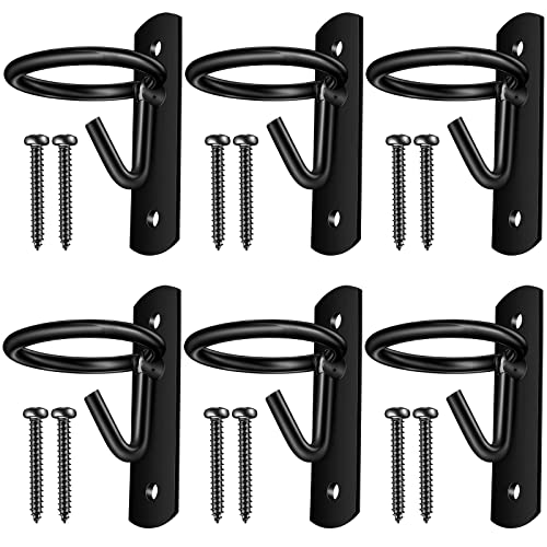 6 Pcs Bucket Hooks for Horses Bucket Hangers Holder Metal, Black | Equestrian Water Hangers for Stalls, Wall Mount with Screws, Barn Feed Holder, Equestrian Farmhouse Stable Supplies - color: Black