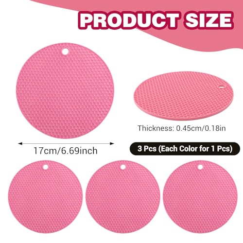 3Pcs Rubber Jar Opener,Round Large Jar Opener Gripper Pad Multipurpose Openers for Seniors Kitchen Non-Slip Coasters for Weak Hands,6.7x6.7Inch - Pink - color: Pink