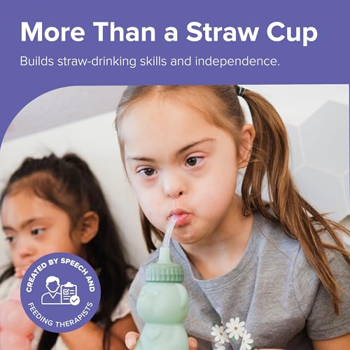 TalkTools Honey Bear Silicone Straw Cup, Dishwasher Safe Baby Drinking Bottle, Premium Food-Grade Material, Honeybear Sippy Cup for Ages 4+ Months, Kids and Toddlers (Single 8oz) (Sage) - color: Sage
