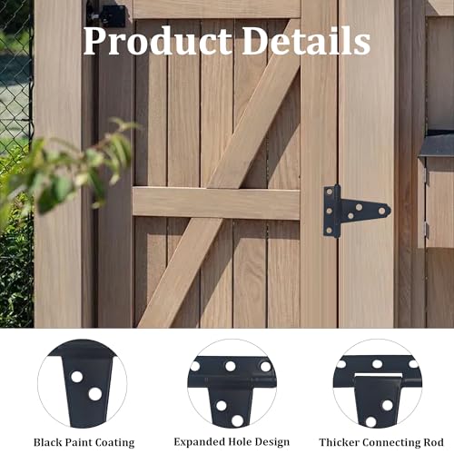 6PCS 2" Heavy Duty T-Strap Hinges, Black Rustic Iron Hinge, Rustproof Gate Tee Hinges for Outdoor Sheds, Barn Doors & Wood Fences-Thickness 1mm - size: 2 Inch