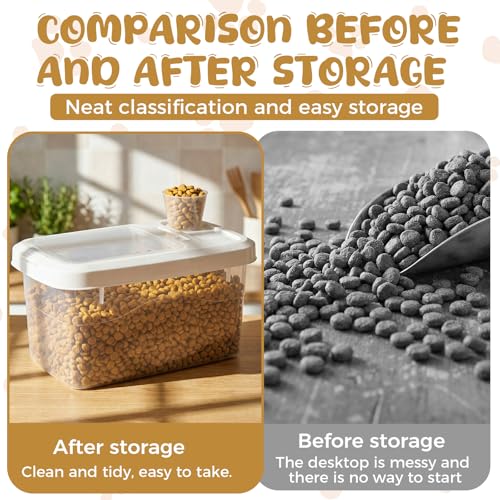 2 Pack 11 Lbs Airtight Dog Food Storage Container with Scoops | 2 Measuring Cups, Flip Lids, Clear Bins with Markings, Preserve Freshness, Pet Dog Cat Rice Grain Treat Storage - size: 11 Lbs
