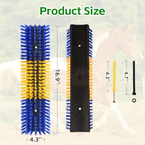 Livestock Scratch Brush for Cattle, Horses, Goats, Cow, Durable Scratching Brush, Massage Grooming Tool for Healthy Coat, Relieves Itching, Easy Install on Fence Posts(6pcs, Yellow) - color: Yellow, size: 6Pcs