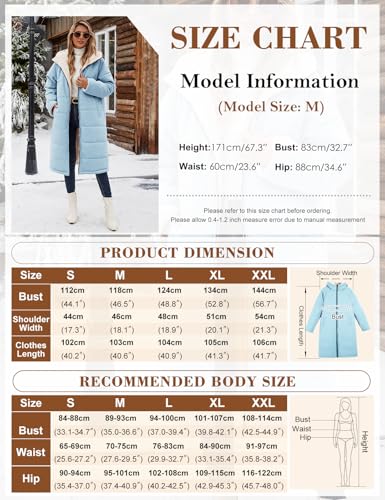 Women Winter Coats Fleece Long Coats Jackets Oversized Warm Down Jacket with Hood - color: Blue, size: XX-Large
