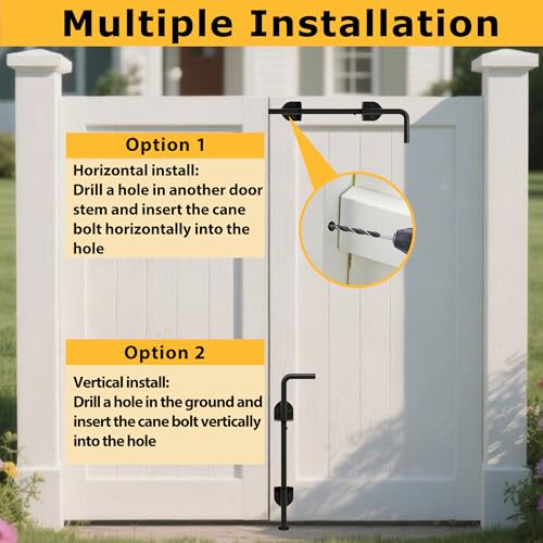 24" Heavy Duty Cane Bolts for Gates with Black Rustproof Powder Upgraded Hardware Gate Drop Rod for Wood PVC Vinyl Fences Gates, Double Doors-2 Pack - size: 24 Inch-2pack