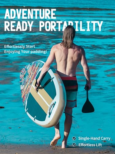 10’6’’ Inflatable Stand Up Paddle Board (SUP) for Adults and Youth with Non-Slip Deck – Complete Accessories Kit, for Fishing, Yoga, Fitness & Family Fun - color: Retro Skullz