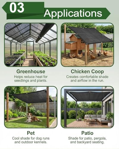vensovo 50% Black Shade Cloth, 8 x 20 ft HDPE Sunblock Mesh | Medium shade for plants, patios and greenhouses, helping reduce direct sunlight while maintaining ventilation - color: 50% Shade, size: 8′x20′