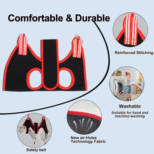 Cat Grooming Hammock Harness for Small Dogs,Pet Hammock Restraint Bag,Dog Grooming Sling for Trimming Nail and Ear/Eye Care(XS Size,6.5") - color: Black, size: XS-Cats & XS Dogs/Under 25lb