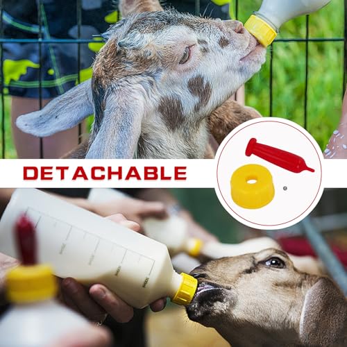 20 Pack Goat Lamb Nipples Soft Rubber Animal Milk Feeding Nipple | with Flutter Valve & Vent Leak-Proof Slow Flow Reusable Teat for Lambs Goat Sheep Pup Foal Calf Piglet, Screw On Soda Bottle - color: yellow