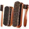 4 Pcs Horsehair Shine Shoes Brush Kit Polish Dauber Applicators Cleaning Leather Shoes Boots Care Brushes Suede Cleaner Brush with Microfiber Shoe Cloth(Brown Style A) - style: Brown Style A