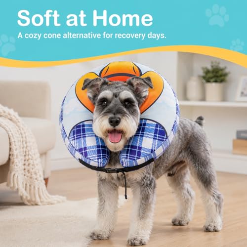 Avont Inflatable Cowboy Dog Cone Collar, Soft Recovery E-Collar | M+: Neck 13.0-14.9", Width 4.3". Soft inflatable donut, washable cover, stops licking & scratching - size: M+(Neck 13"-14.9")