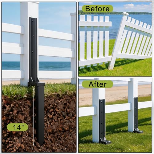 4 Pcs 30" Fence Post Repair Kit for Fix 4x4|6x6 Fence Post | Wave Design Fence Post Stake Spike ,Thickened Anchor Ground Spike for Repair Tilted,Broken Wood Post - size: 4 Pcs