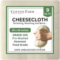 Cotton Farm Grade 100 XL Cheese Cloth for Straining & Cooking; 36x36 Inch; 100% Unbleached Cotton Cheesecloth; Reusable with Finished Edges, Butter Muslin - size: 36 x 36 inch / 1 piece