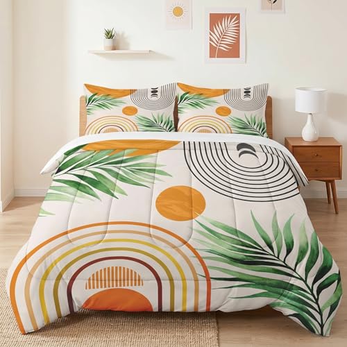WeCozy Twin Comforter Set, 2 Pieces Contemporary Mid Bedding, All Season | Century Rainbow Sun Boho Geometric Soft Comforter with 1 Pillowcase for Kids and Adults Room Bedroom Bed Decor - color: Multi 5, size: Twin