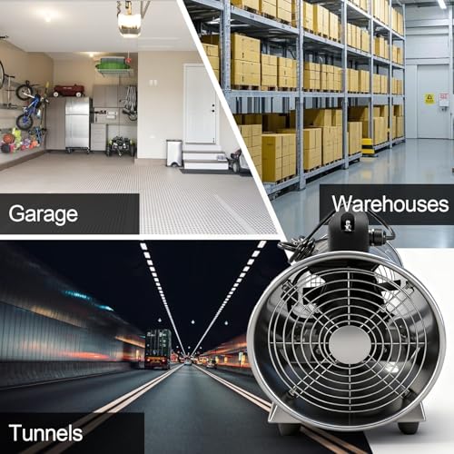 12 Inch Stainless Steel Portable Blower Fan, 3000CFM High Velocity Industrial Exhaust Fan, 16.4ft PVC Duct,Low Noise Ventilation Fan for Workshop Garage Warehouse - size: 12inch