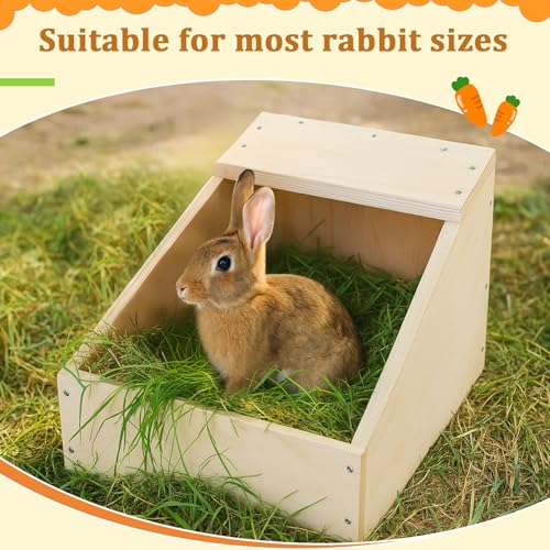 Maxcheck 1 Pack Wood Rabbit Nesting Box, 18x12x12 Inch Wooden Hutch Hideout for Breeding, Natural Burrow Den Alternative for Rabbits & Small Animals - size: 18x12x12 Inch